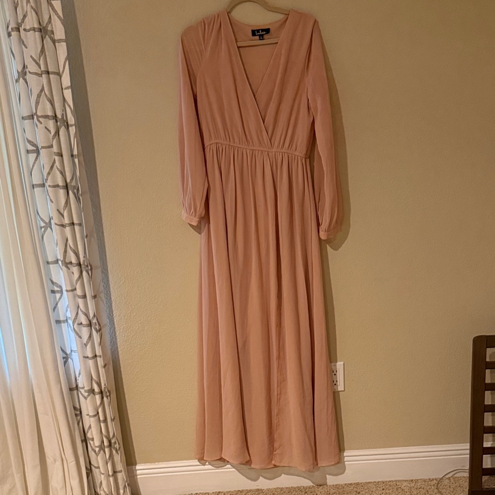 Lulu’s Wondrous Water Lilies Blush Pink Maxi Dress